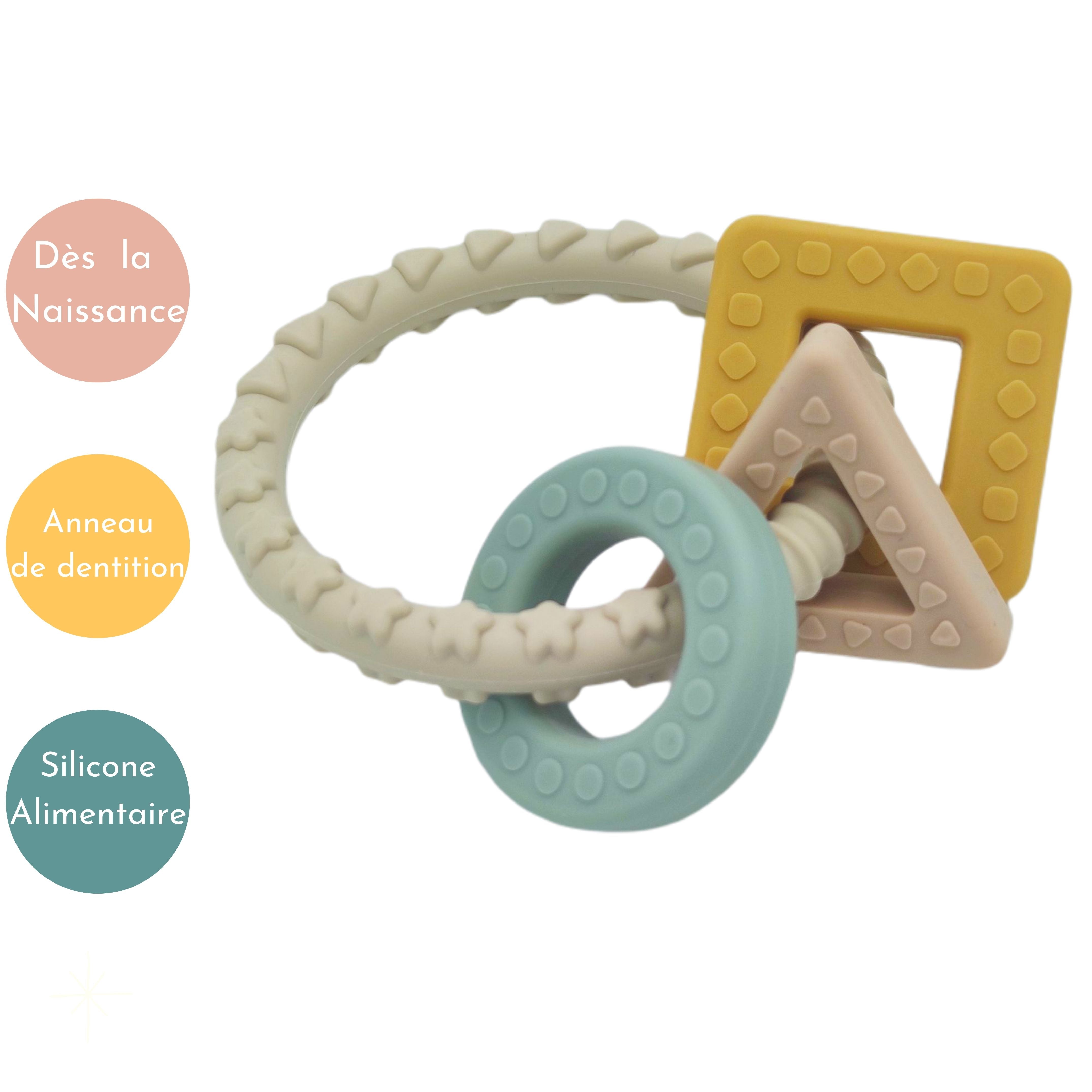 Foykay®, jouets éveil Montessori bois silicone: Anneau, Hochet, Balle  sensorielle, Puzzle Bebe